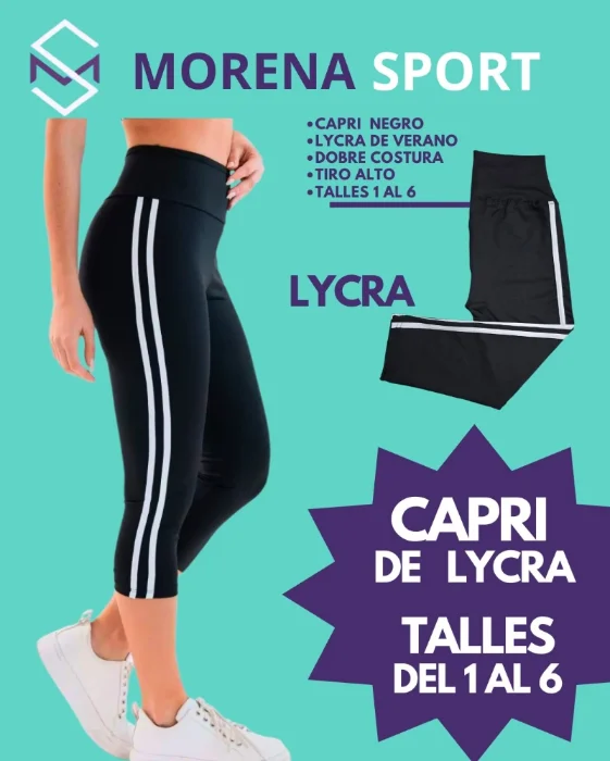 Capris Lycra 2 Tiras Blancas