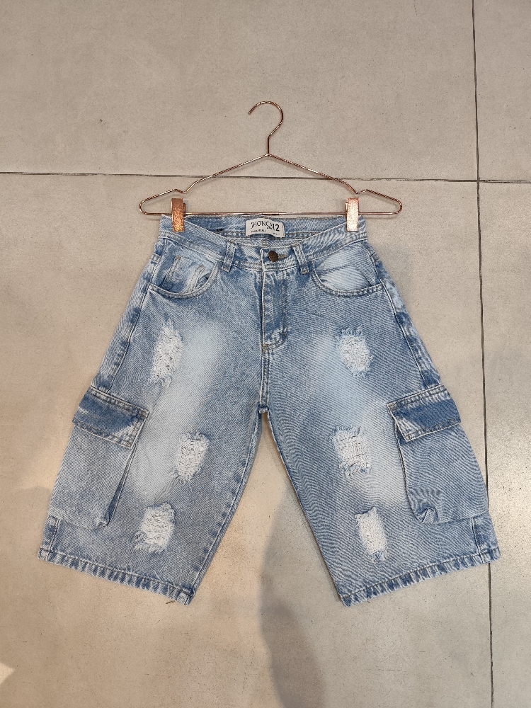 Teens Bermuda Baggi Celeste Nevado C/rotura - Imagen 5