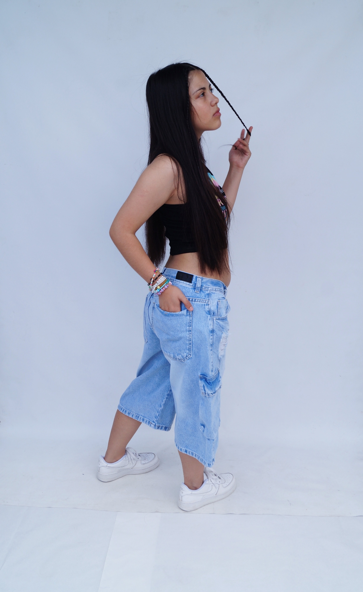 Teens Bermuda Baggi Celeste Nevado C/rotura - Imagen 2