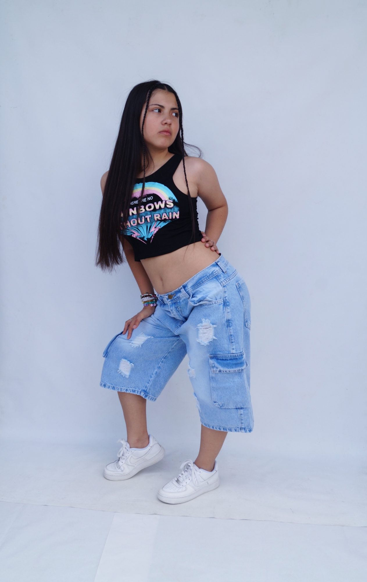 Teens Bermuda Baggi Celeste Nevado C/rotura - Imagen 4