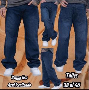 Pantalón Baggy Liso Azul