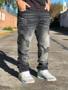 Jean Chileno Negro con Roturas - Miniatura 2