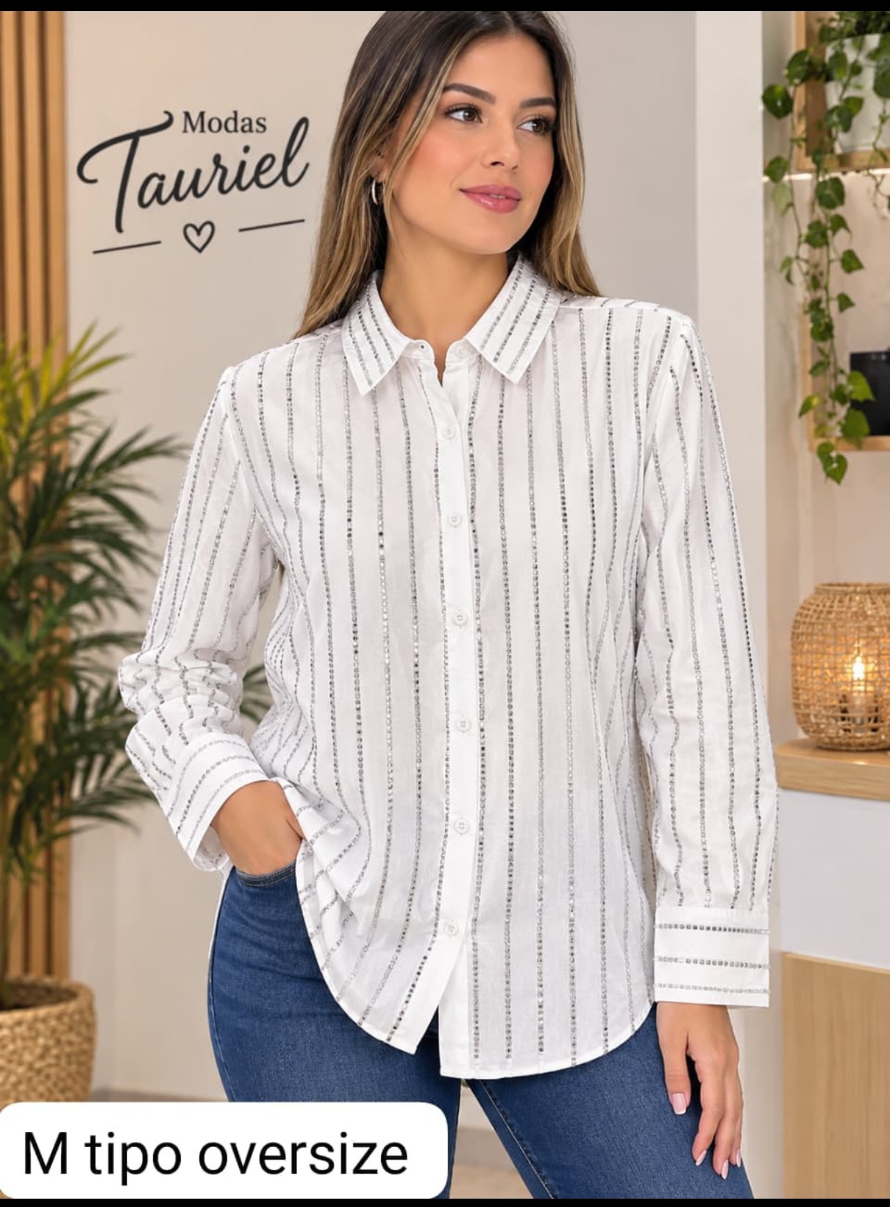 Camisas Brasileras Yeans y Seda Fría con Strass - Imagen 4