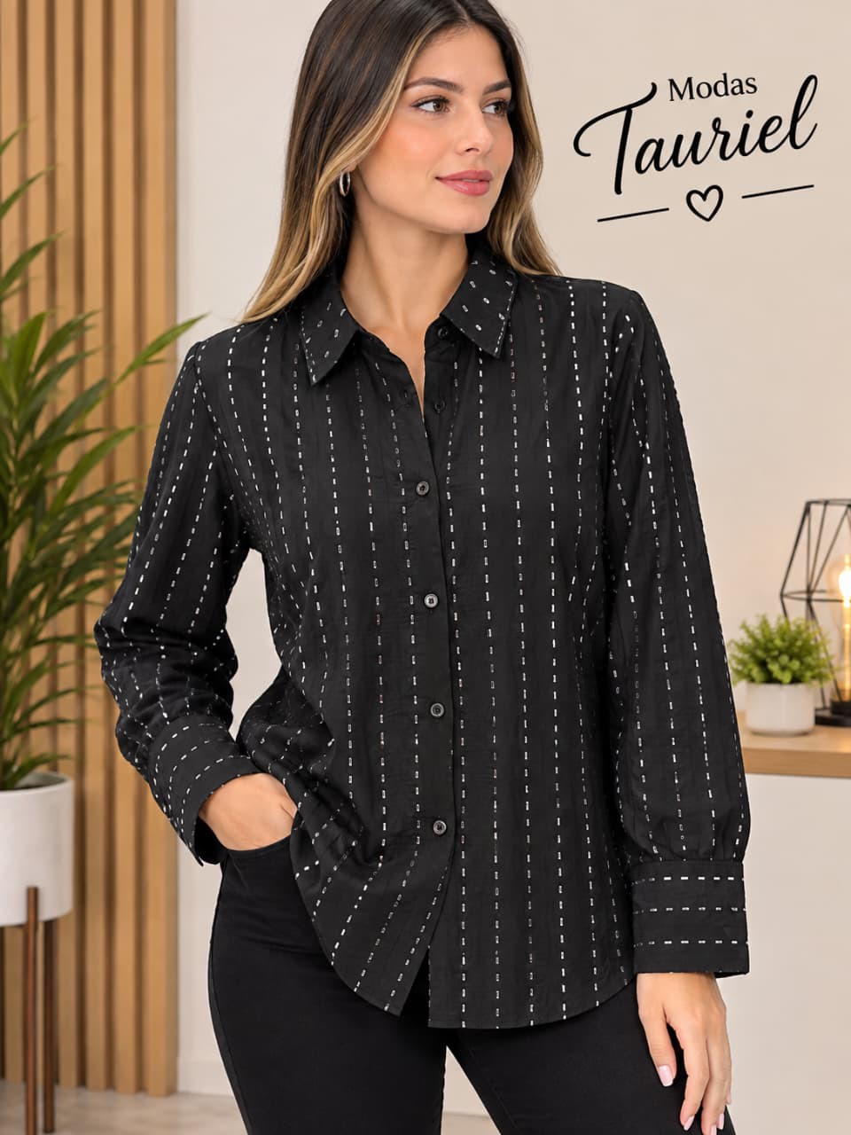 Camisas Brasileras Yeans y Seda Fría con Strass - Imagen 5