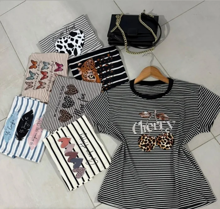 Remeras Modal Estampado Rayada
