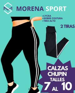 Calza Chupin Lycra con 2 Tiras Blancas Talles Especiales - Miniatura 2