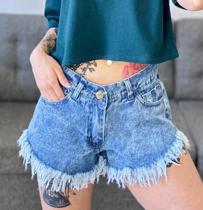 Short Mom Azul Nevado