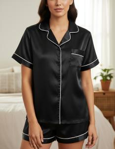Pijama de Dama Saten Importado Camiseta Short Corto Suave Noche Descanso