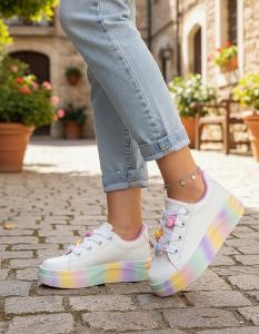 Zapatillas Calzado Arcoíris Nenas Modernas Cordones Urbanas Estilo Moderno Livianas