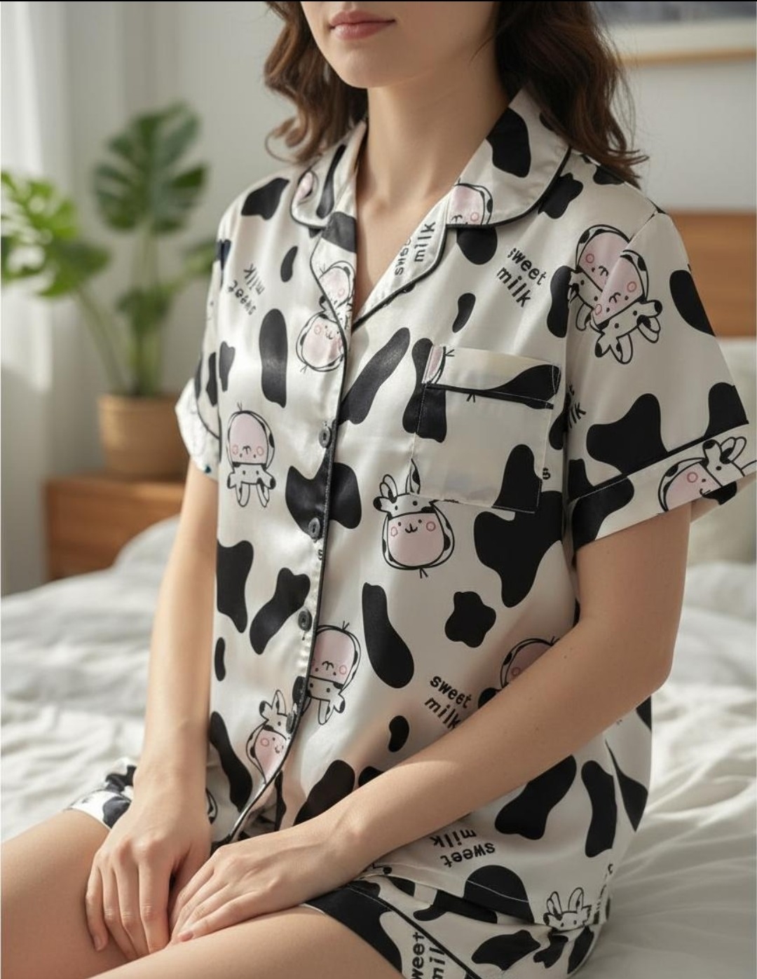 Pijama de Dama Saten Importado Camiseta Short Corto Suave Noche Descanso - Imagen 6