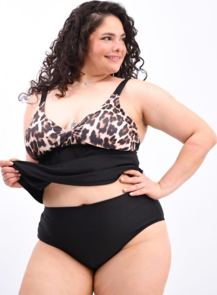 Tankini Talles Especiales Bombacha Vedetina Tiro Alto - Imagen 3