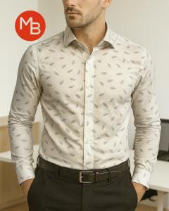 Camisa Elastizada Estampada Manga Larga Hombre - Miniatura 3