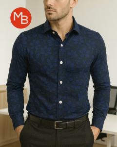 Camisa Elastizada Estampada Manga Larga Hombre - Miniatura 4