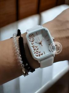 Reloj Cuadrado con de Detalle de Silicona con Malla de Silicona - Miniatura 1
