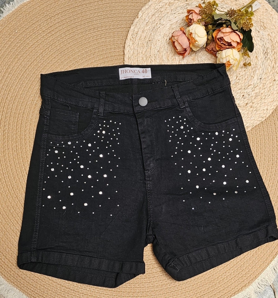 Talles Especiales Negro Brillos Elastizado - Imagen 1