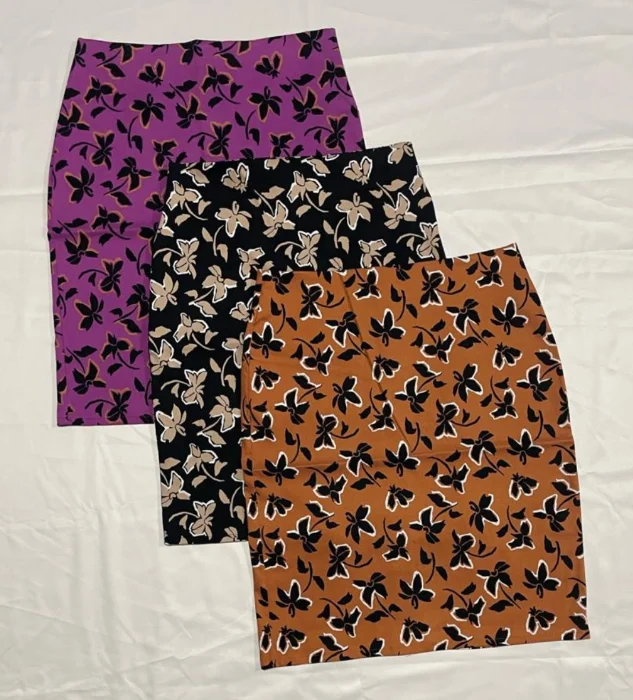 Pollera 3/4 Basico Floreadas-c/cierre Atras-bengalina