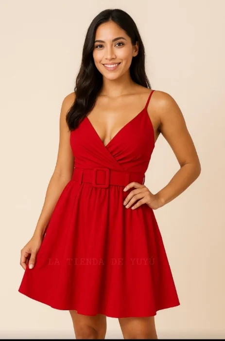 Vestido Short Enterizo con Cinturon Importado