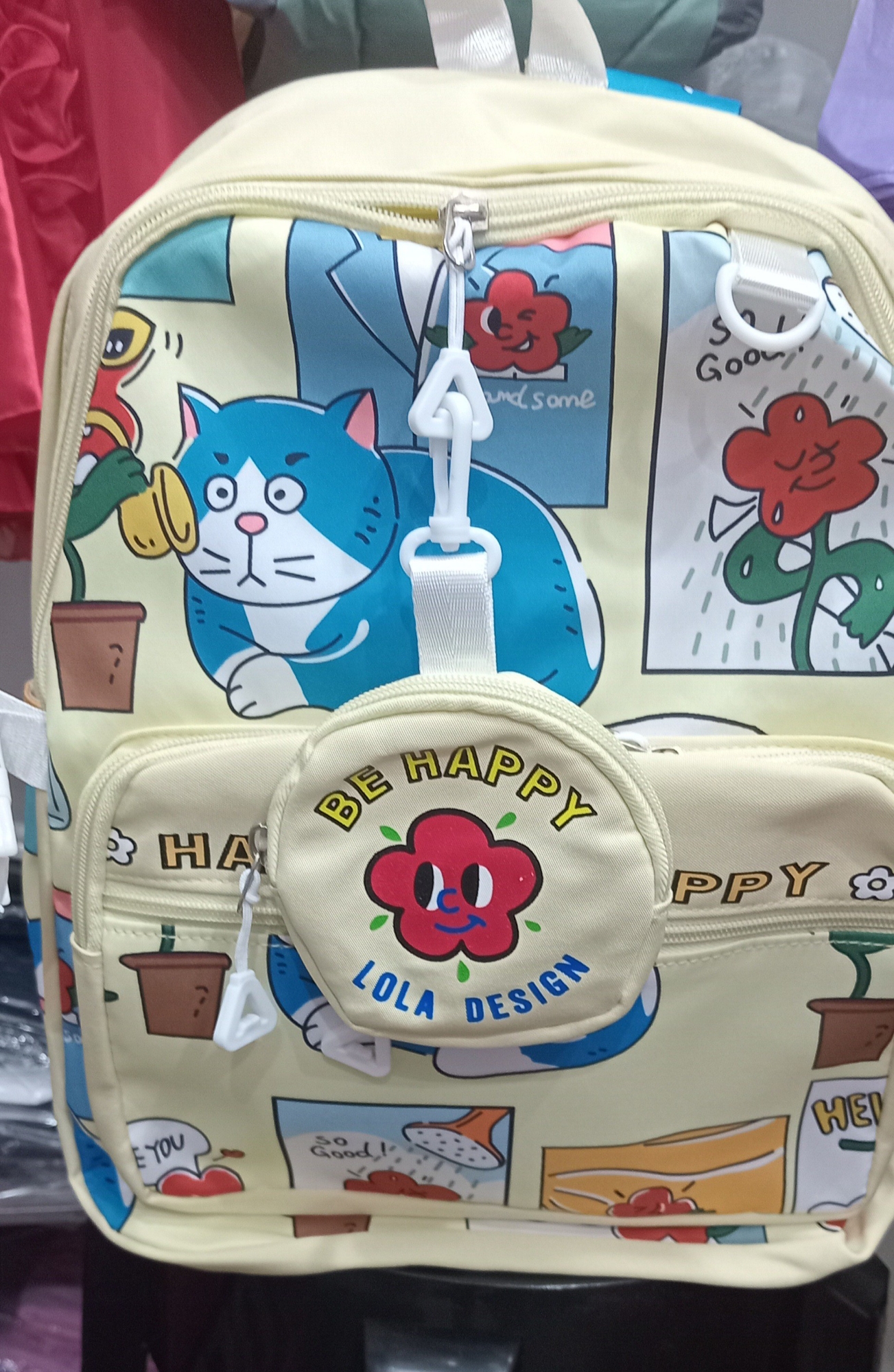 Mochila  Be Happy. 4 Divisiones y Monedero Gatito - Imagen 3