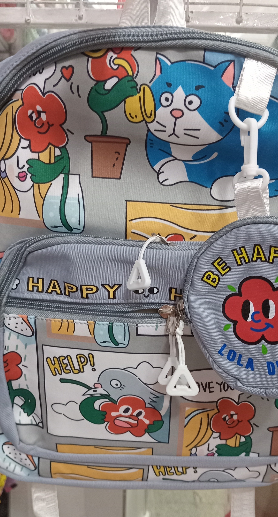Mochila  Be Happy. 4 Divisiones y Monedero Gatito - Imagen 2