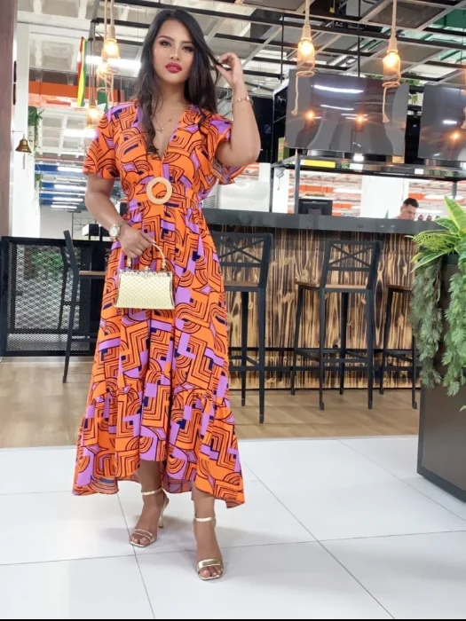 Vestido Largo en Duma Estampada Brasilera