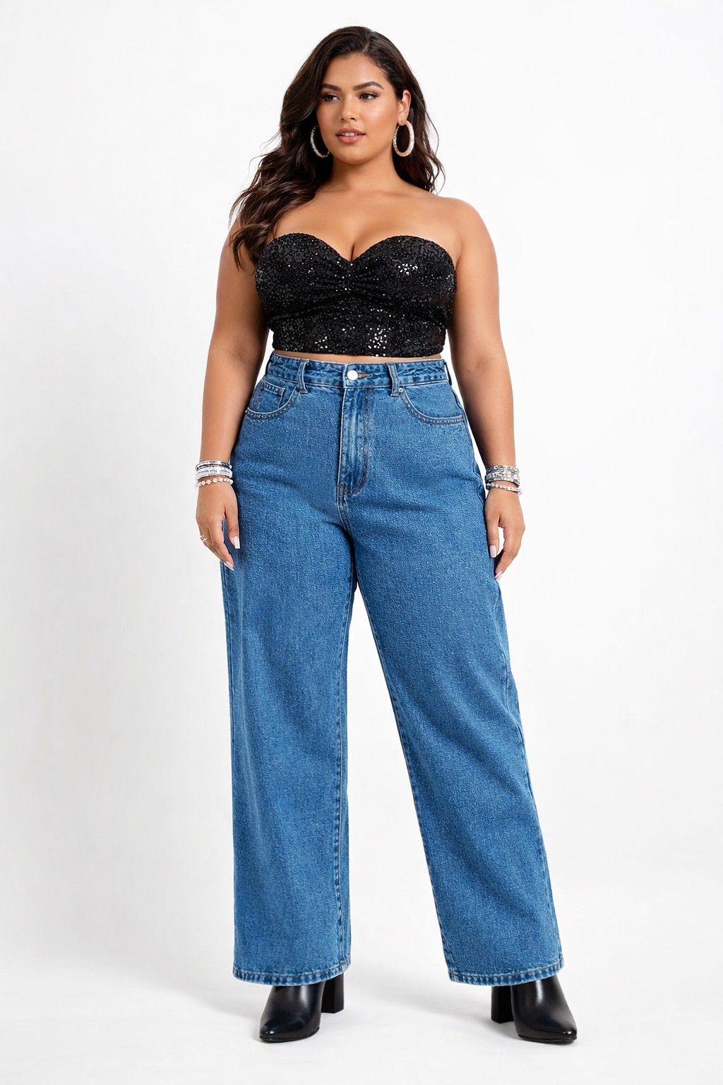 Jean Wide Leg Grande Dama Pantalón Ancho 2000's Mujer Moda Promos Mayoristas Hotsale - Imagen 2