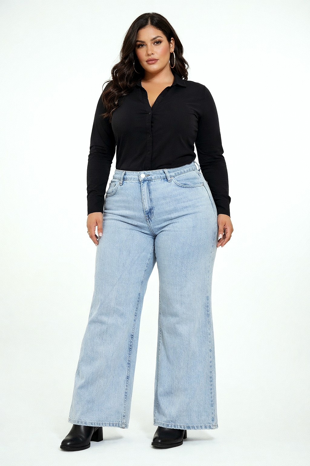Jean Wide Leg Grande Dama Pantalón Ancho 2000's Mujer Moda Promos Mayoristas Hotsale - Imagen 3