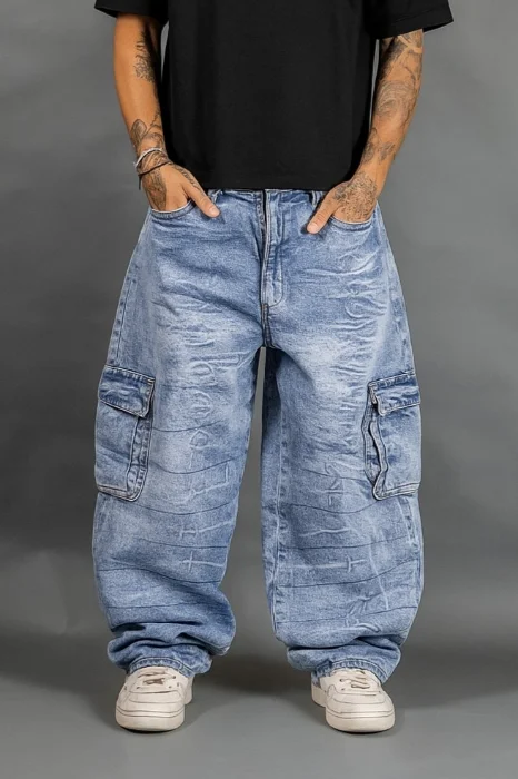 Baggy Cargo Azul Quebrado
