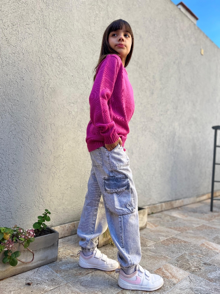 Jogger Mom Cargó Gris C/puño Unisex - Imagen 3