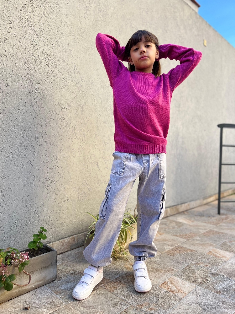 Jogger Mom Cargó Gris C/puño Unisex - Imagen 5