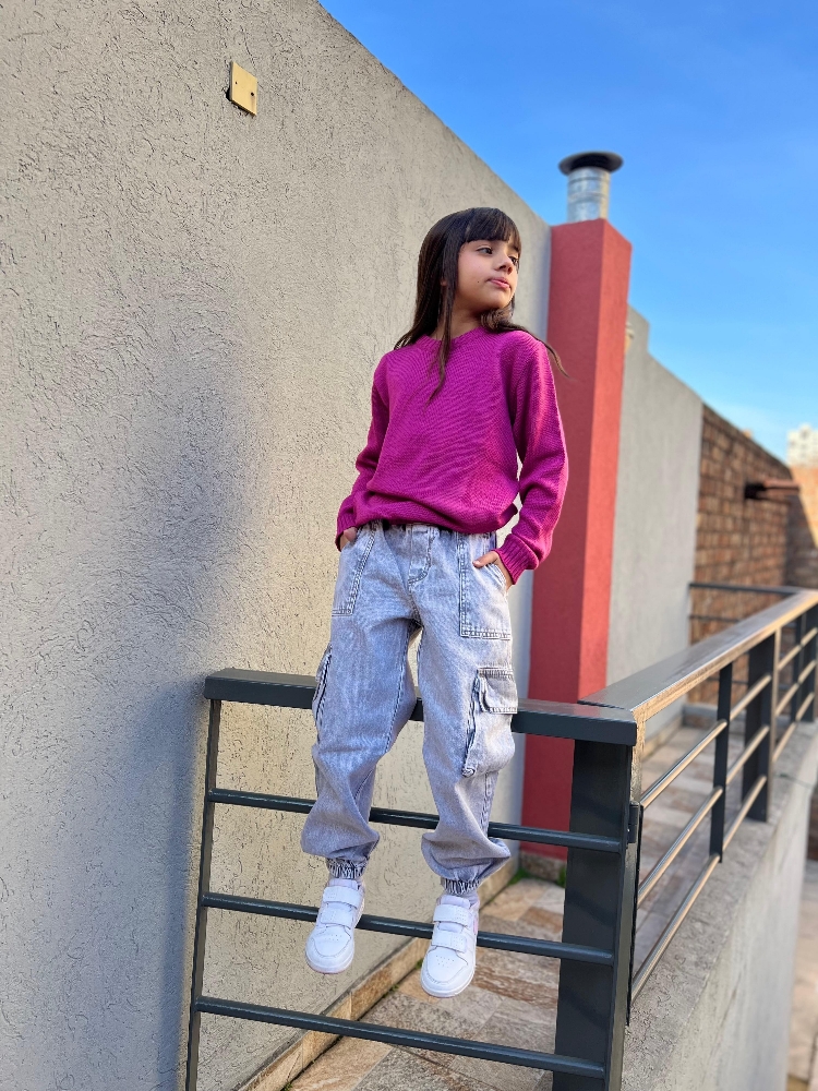 Jogger Mom Cargó Gris C/puño Unisex - Imagen 8
