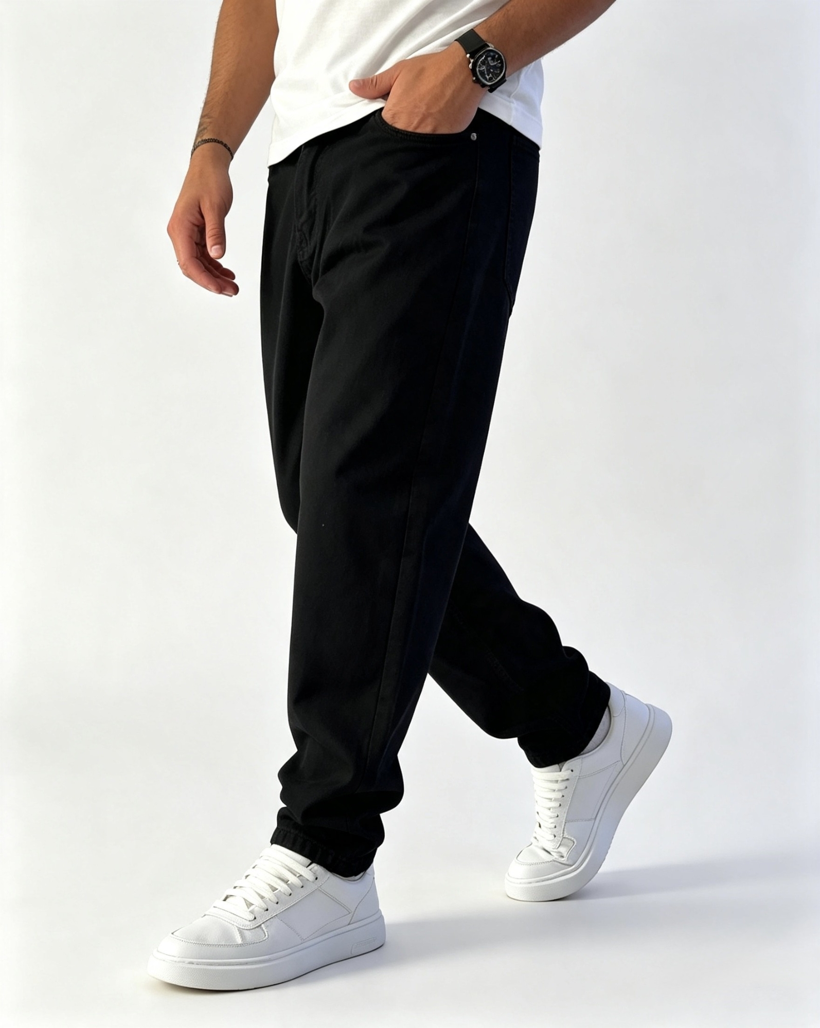 Pantalon  Mom Negro Liso - Imagen 2