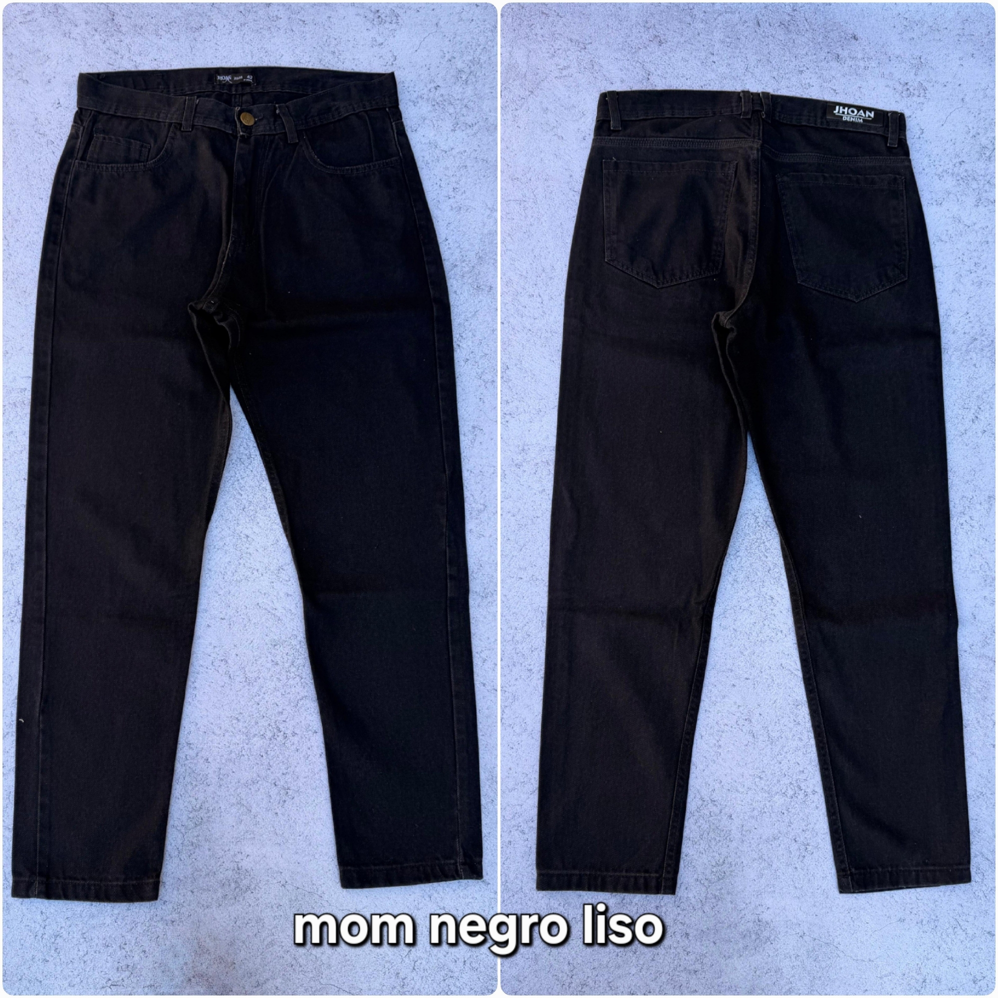 Pantalon  Mom Negro Liso - Imagen 3