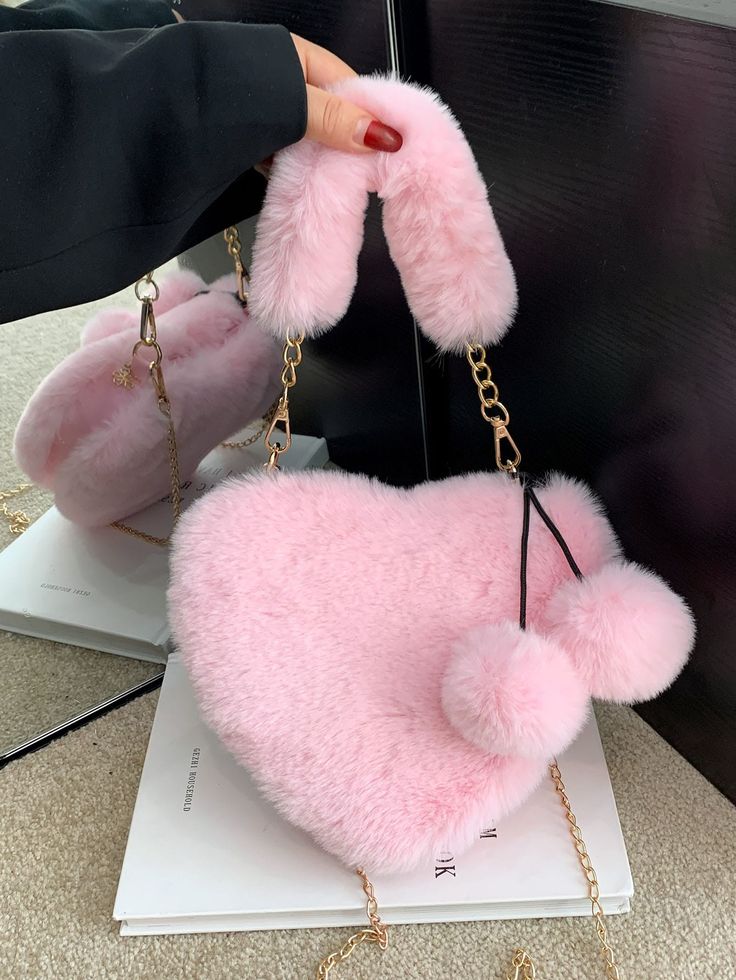 Cartera de Peluche Niñas Nenas Importada Forma de Corazón Rosa Cadena Dorada Pompones - WhatsApp%20Image%202025-10-25%20at%2012.46.56%20(2).jpeg