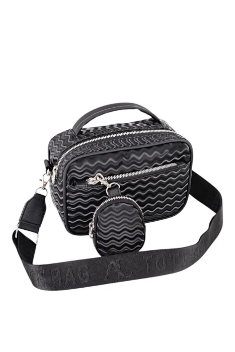 Bandolera - Bolso de Mano con Monedero Diseño Ondas.