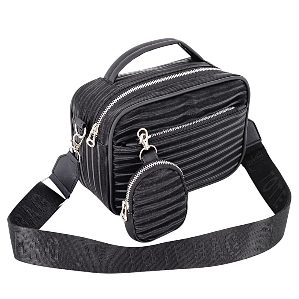 Bandolera - Bolso de Mano con Monedero Diseño Rayado. - Imagen 1