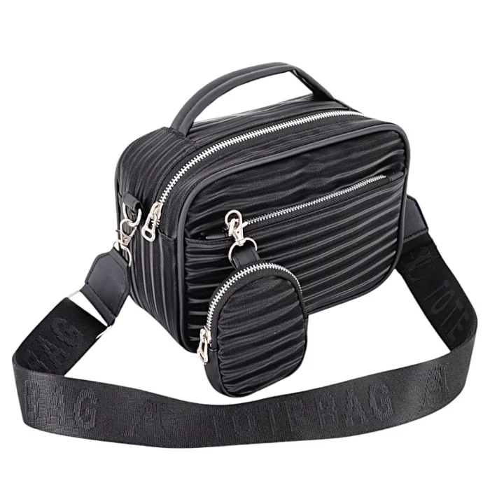Bandolera - Bolso de Mano con Monedero Diseño Rayado.