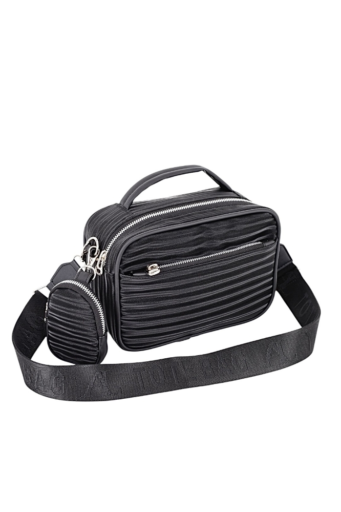 Bandolera - Bolso de Mano con Monedero Diseño Rayado. - Imagen 2