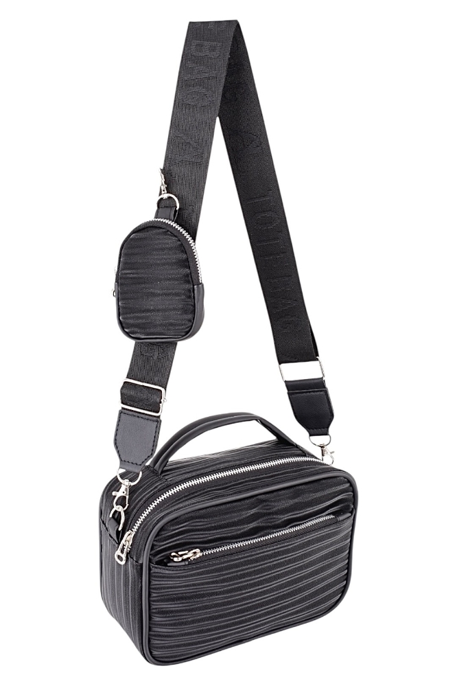 Bandolera - Bolso de Mano con Monedero Diseño Rayado. - Imagen 3