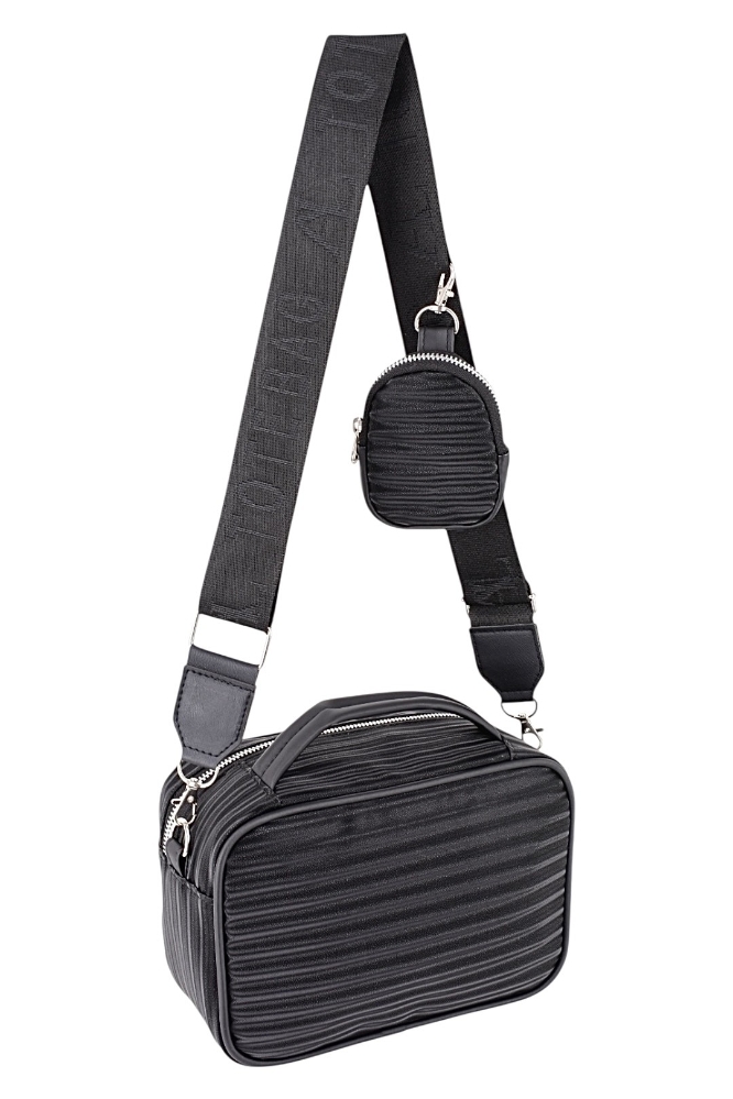 Bandolera - Bolso de Mano con Monedero Diseño Rayado. - Imagen 4