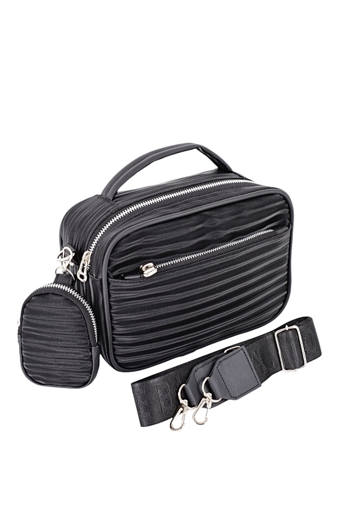 Bandolera - Bolso de Mano con Monedero Diseño Rayado. - Imagen 5