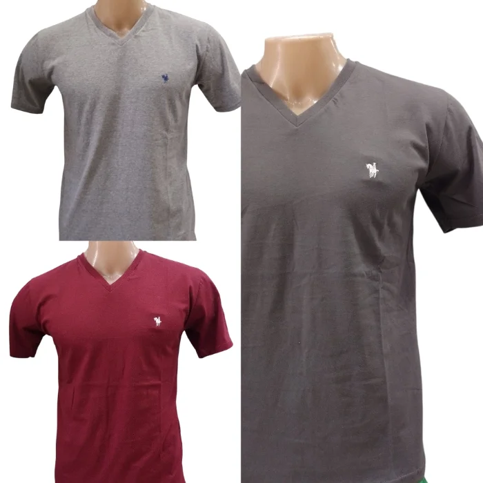 Remera Cuello V de Algodon Peinado