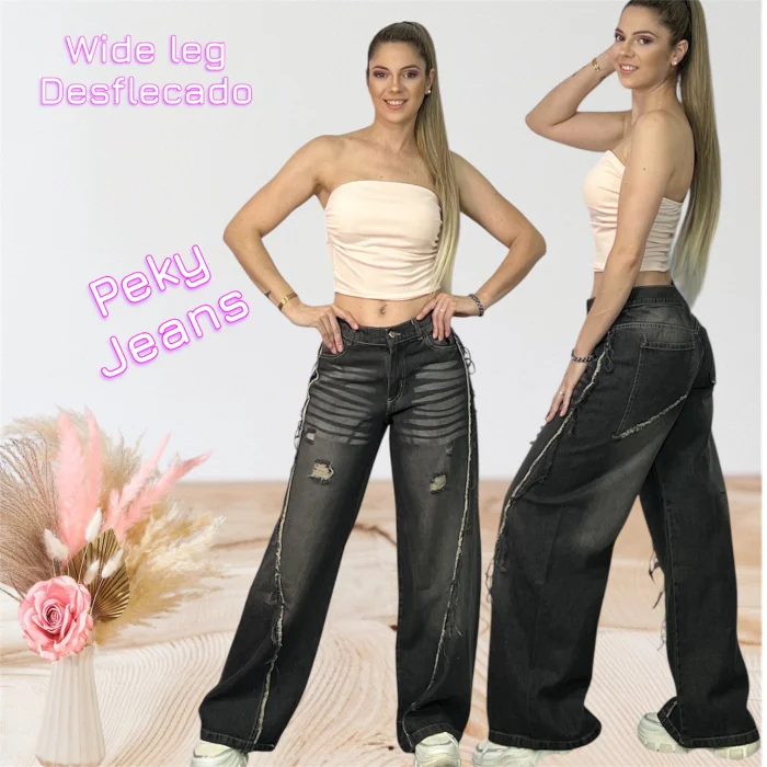 Jeans Wide Leg Desflecado