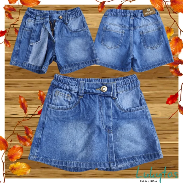 Nuevo - Ingreso /  Shorts Pollera de Jeans Rígido [nena]
