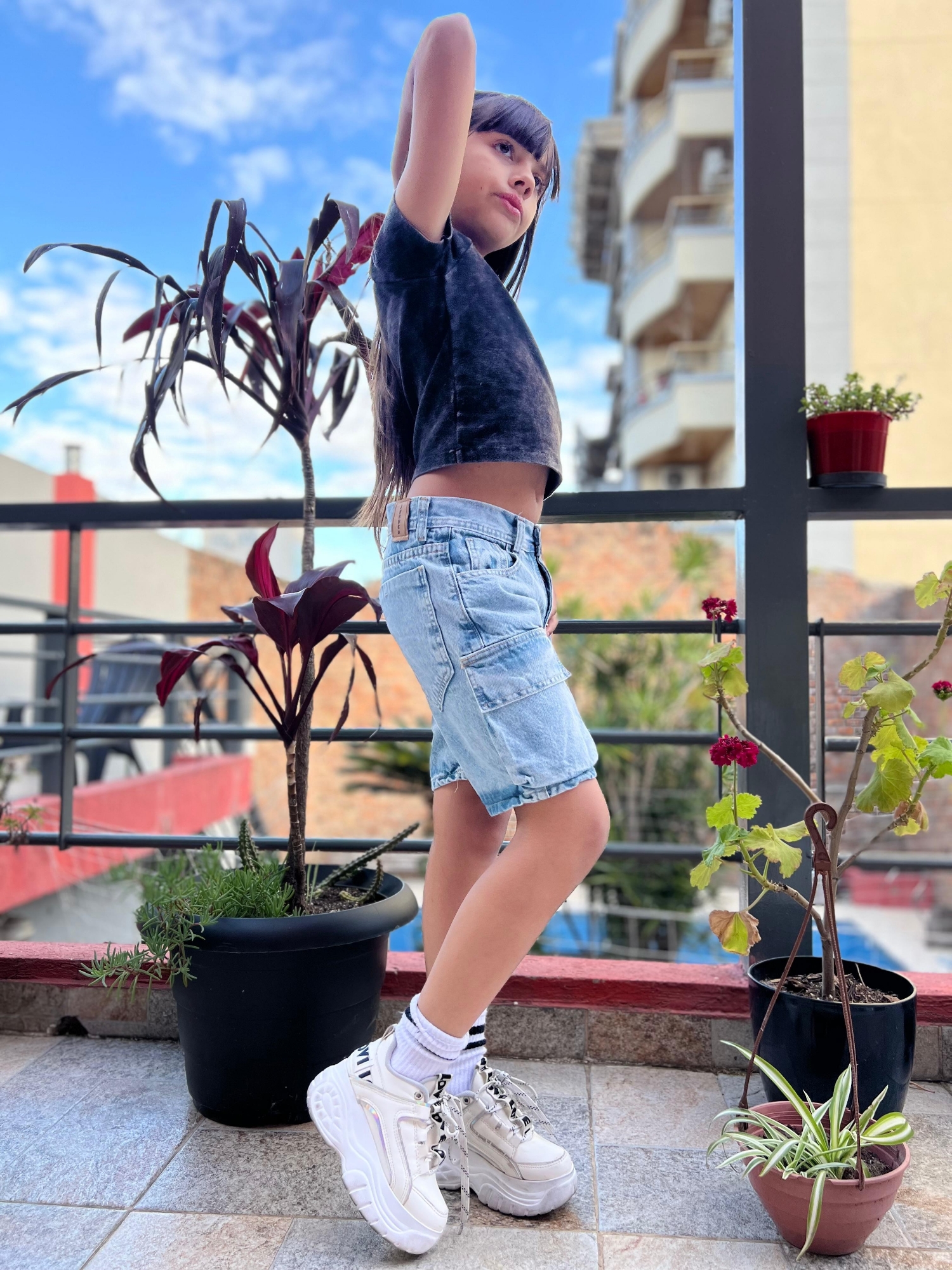 Niños Bermuda Cargó Celeste Unisex - Imagen 2