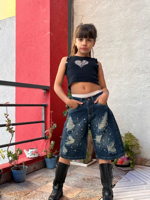 Nena Bermuda Baggi Verde Óxido C/brillo
