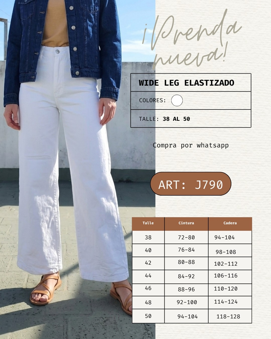 Wide Leg Elastizado Blanco - Imagen 3