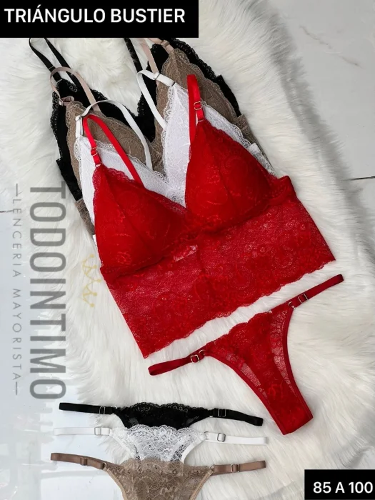 Conjunto Triángulo Bustier Encaje