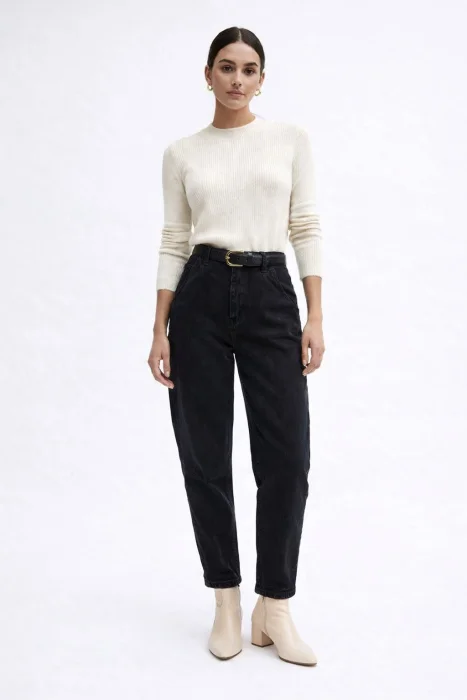 Mom Jean Clásico Negro Dama   Pantalon Ancho Skinny Mujer Promos Mayoristas Hotsale
