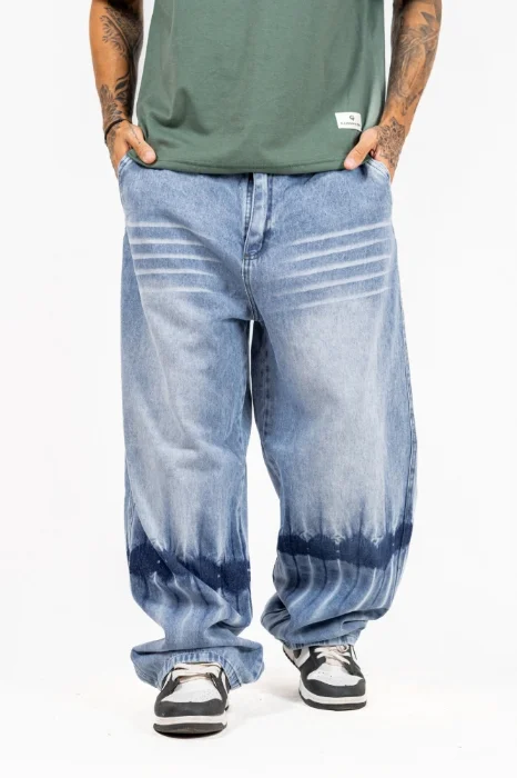 Jeans Baggy Star Bordado Celeste