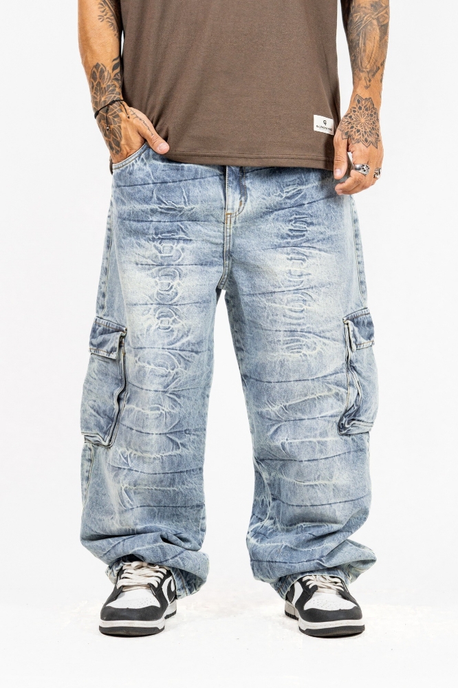 Jeans Baggy Cargo Quebrado Oxido - Imagen 2